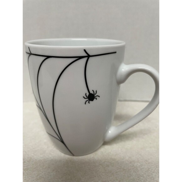 Spiderweb With Spiders  Set Of 2 White Mugs Halloween Spider Arachnoid - Picture 7 of 8